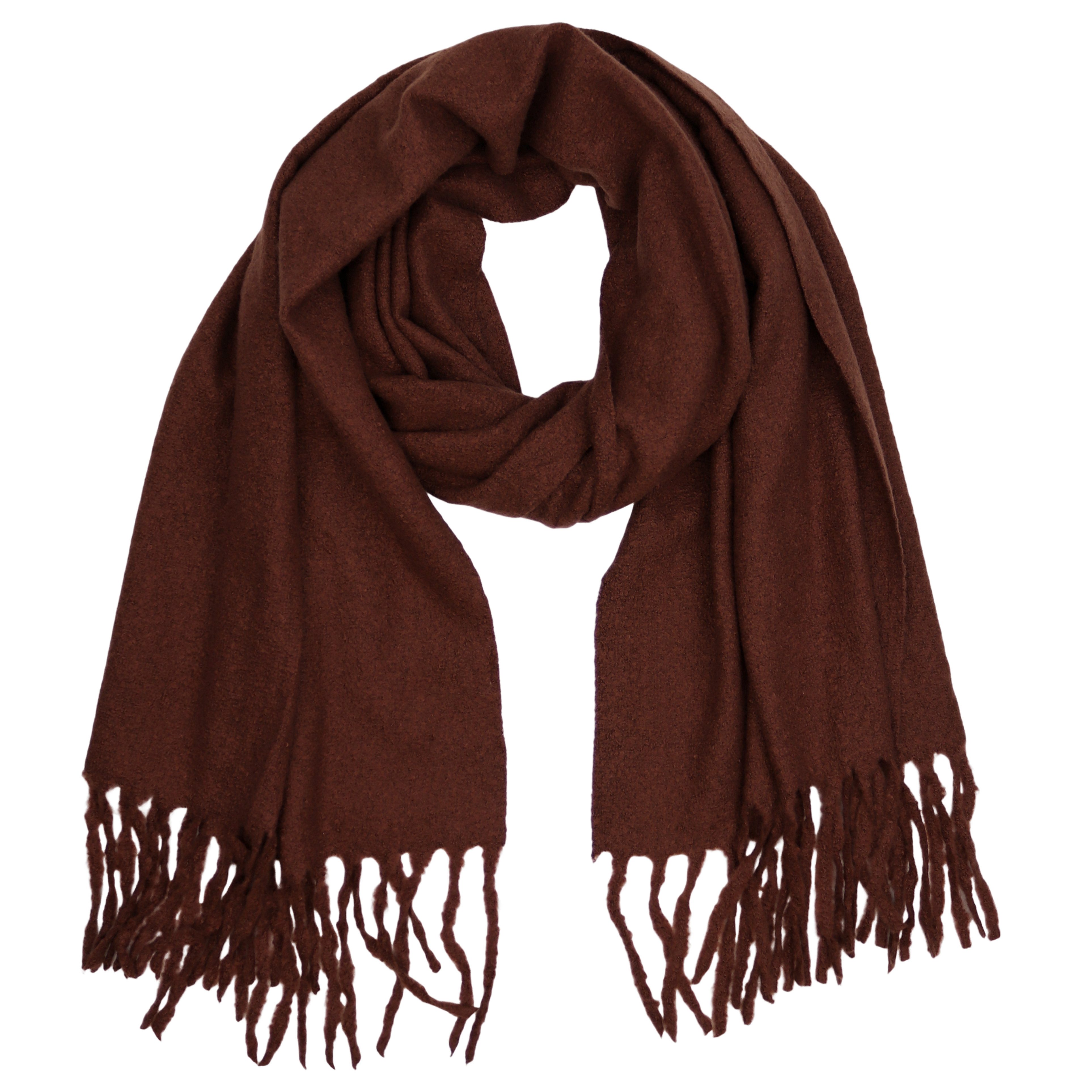 MIRROSI Modeschal weicher und warmer Unifarbe Schal mit Fransen, 65x180cm, günstig online kaufen
