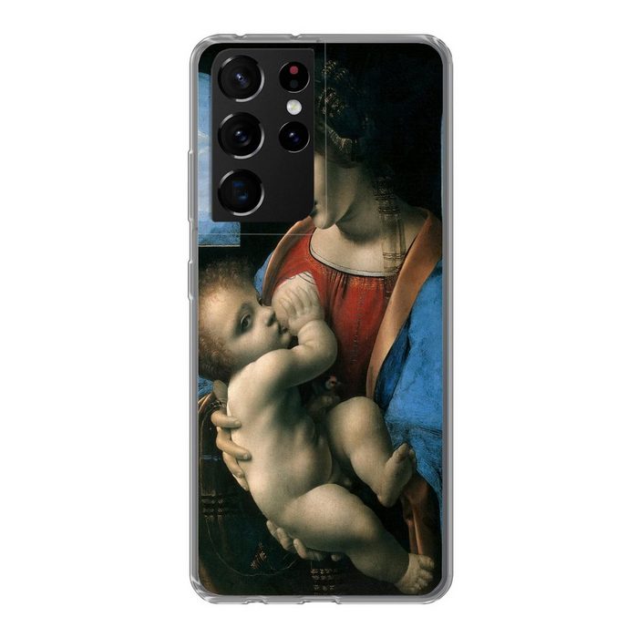 MuchoWow Handyhülle Die Jungfrau Maria - Leonardo da Vinci Phone Case Handyhülle Samsung Galaxy S21 Ultra Silikon Schutzhülle