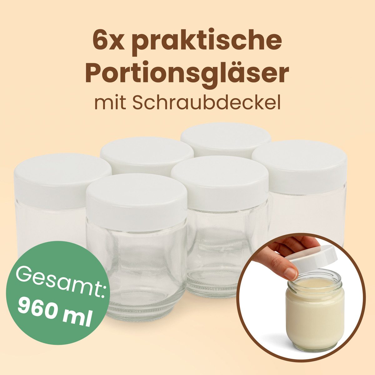 CLATRONIC Joghurtgläser Ersatzgläser JM 3344, JM 1025, Ersatzgläser für Joghurt-Maker JM 3344, JM 1025