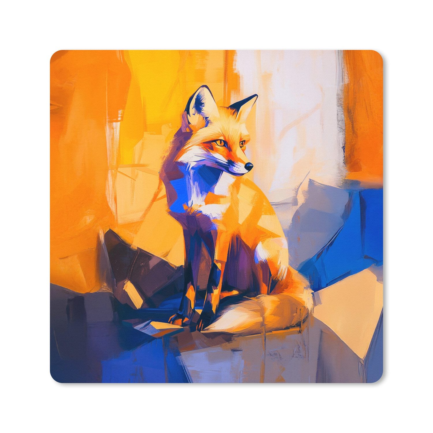 MuchoWow Mauspad Fuchs - Orange - Formen - Abstrakt (1-St), Schreibtischunterlage, Gaming Deko PC, Gaming Setup, 40x40 cm