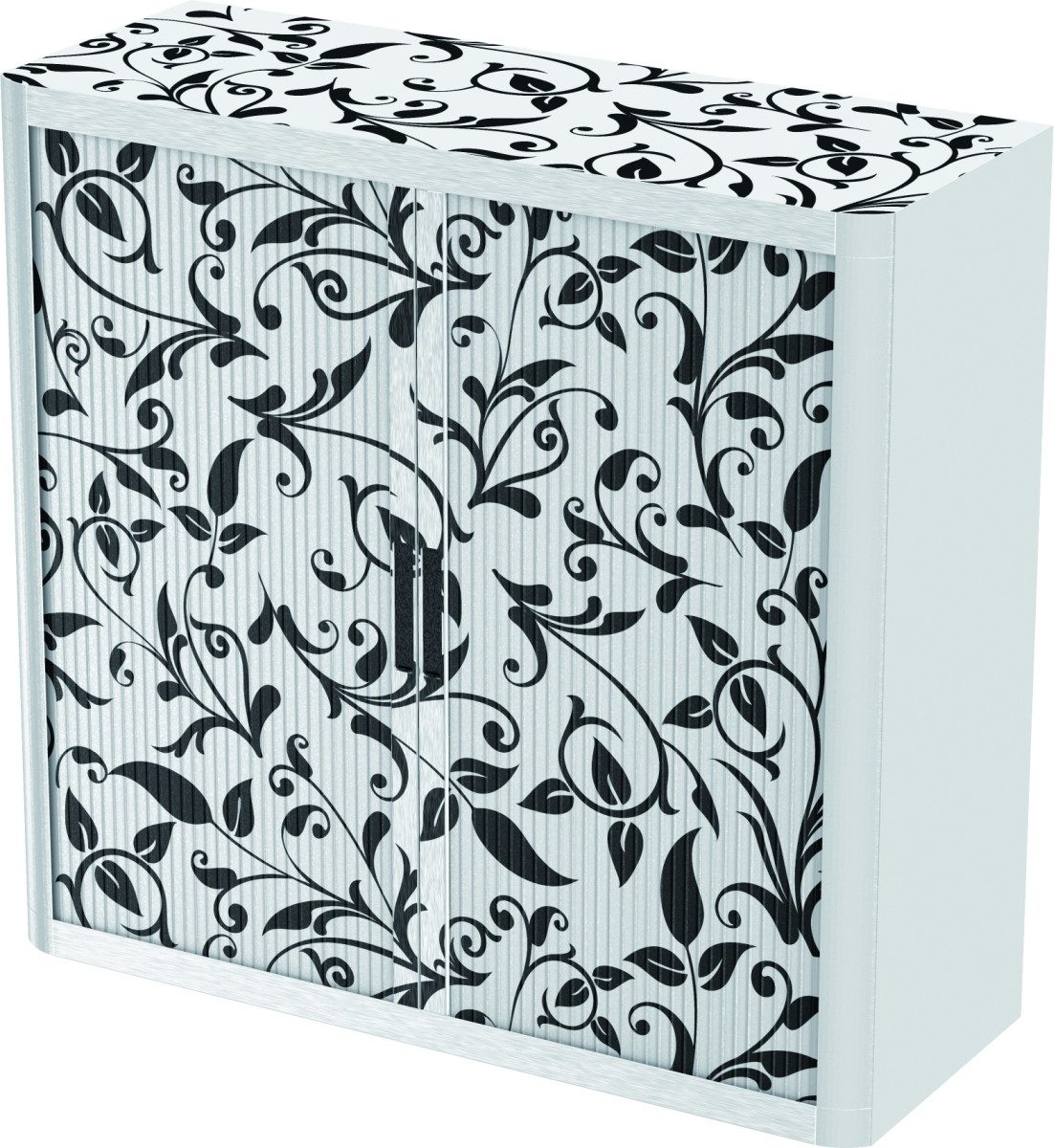 EASYOFFICE Aktenschrank Rollladenschrank easyoffice BxTxH 86x37,5x104cm Ornamente weiß/schwarz