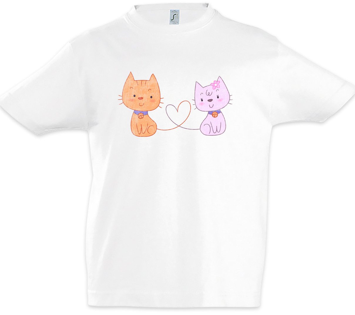 Print-Shirt Cat Cartoon Love Kinder T-Shirt Cats Katze Katzen Love Liebe Comic