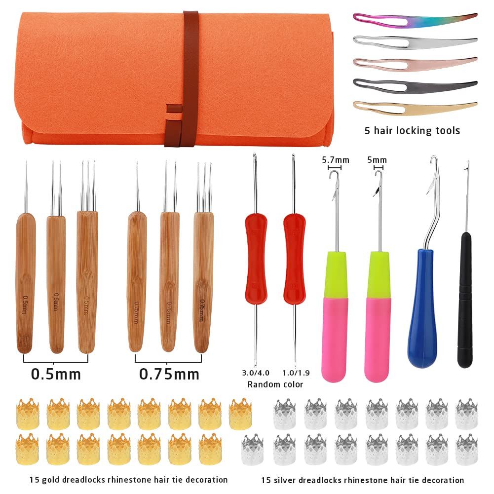 Thumbnail - RWEUOQ Häkelnadeln Häkelnadel Set mit Stricknadeln Zubehöre und Tasche 48 Stück, Edelstahl-Häkelnadeln mit ergonomischem...
