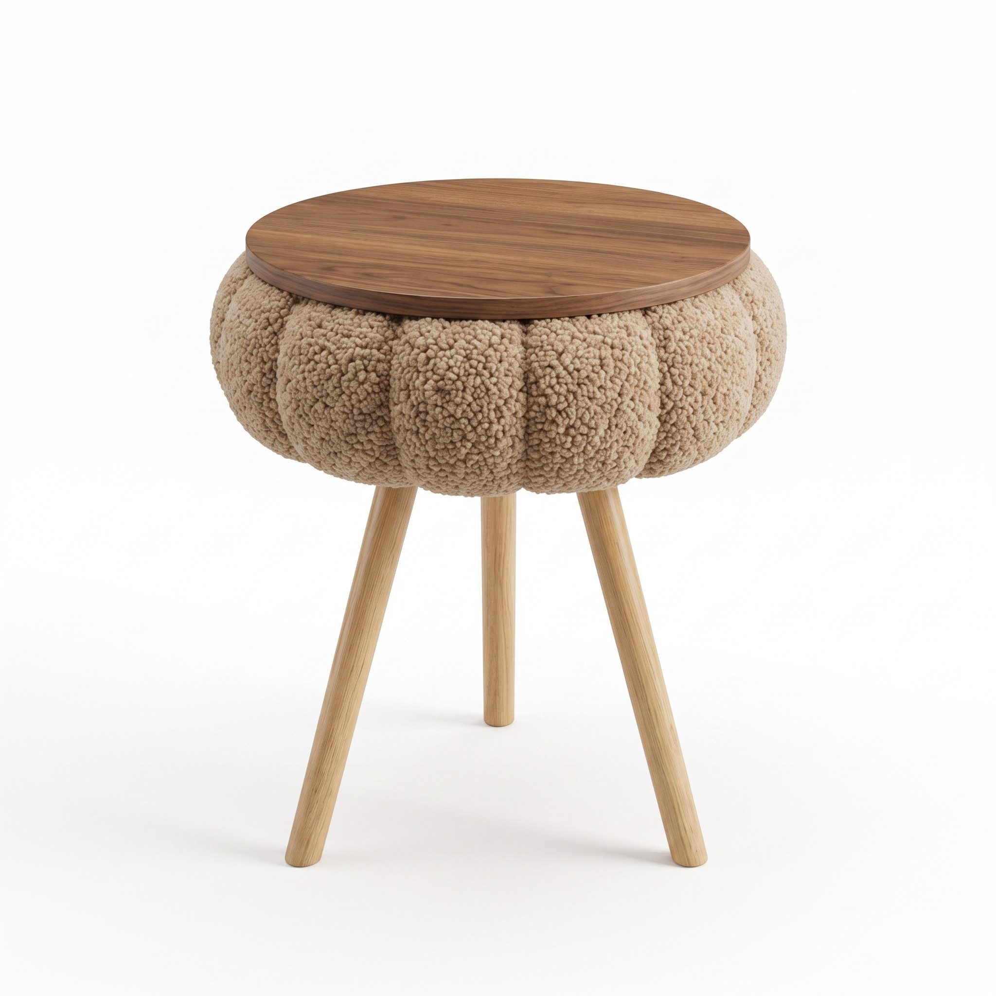 Skye Decor Beistelltisch Snug Japandi (1-St), Teddy-Optik mit Buchenholzbeinen