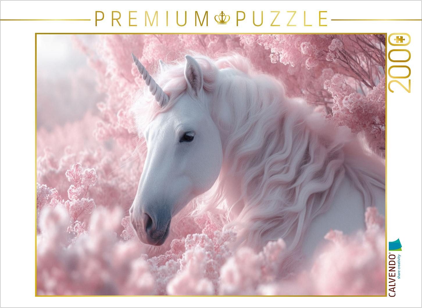 CALVENDO Puzzle CALVENDO Puzzle Rosa Träumerei: Ein Einhorn im Blütenrausch, 2000 Tei, 2000 Puzzleteile
