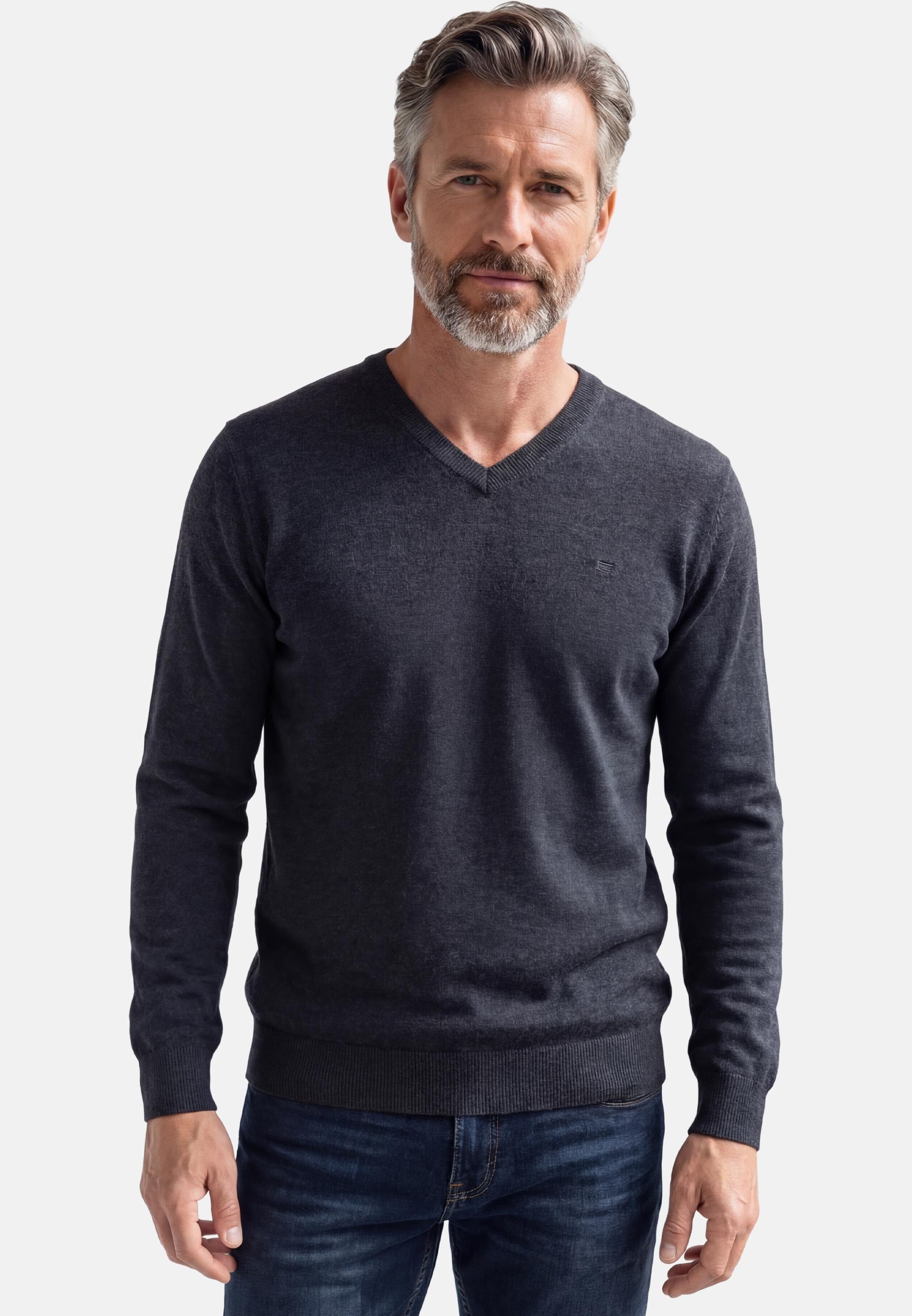 Redmond V-Ausschnitt-Pullover Basic (1-tlg) Pullover - Baumwolle - Atmungsaktiv - Weicher Feinstrick