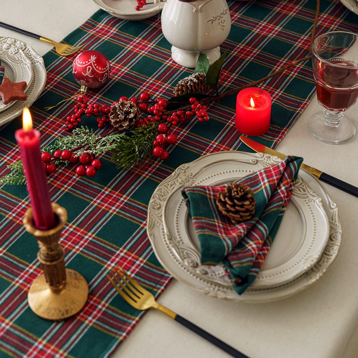 Jibenhome Tischläufer Doppelseitiger Tischläufer Weihnachtstischdeko Buffal günstig online kaufen