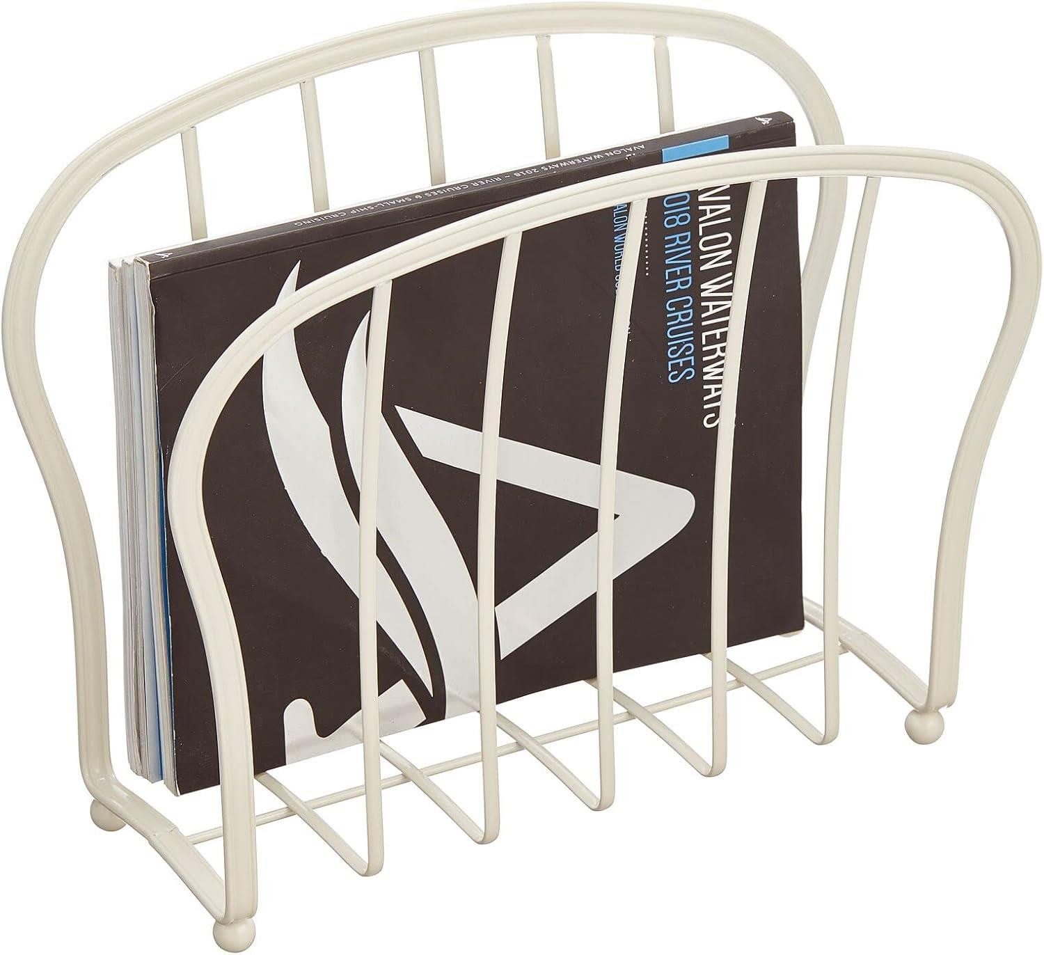 mDesign Badaccessoire-Set Zeitungshalter Metalldraht creme Magazinständer Zeitschriftenkorb 35