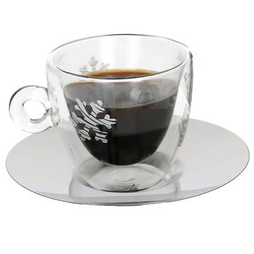 Luigi Bormioli Latte-Macchiato-Glas 2er Set Thermo Glastasse Christmas 165ml mit Untertasse, Glas