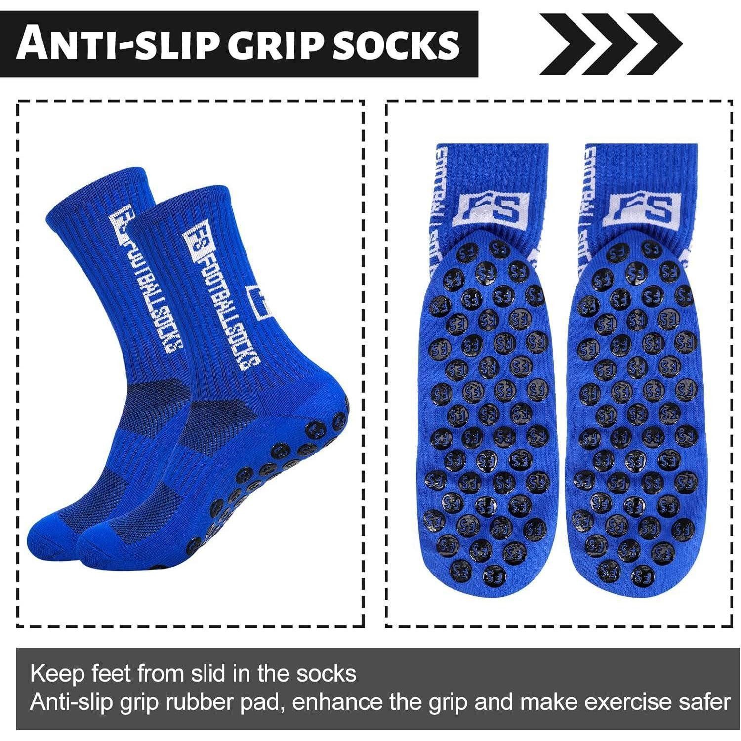 LuxusKollektion Fußballtor 3 Paare Sportsocken Herren 38-46 Anti Rutsch Grip Fußballsocken