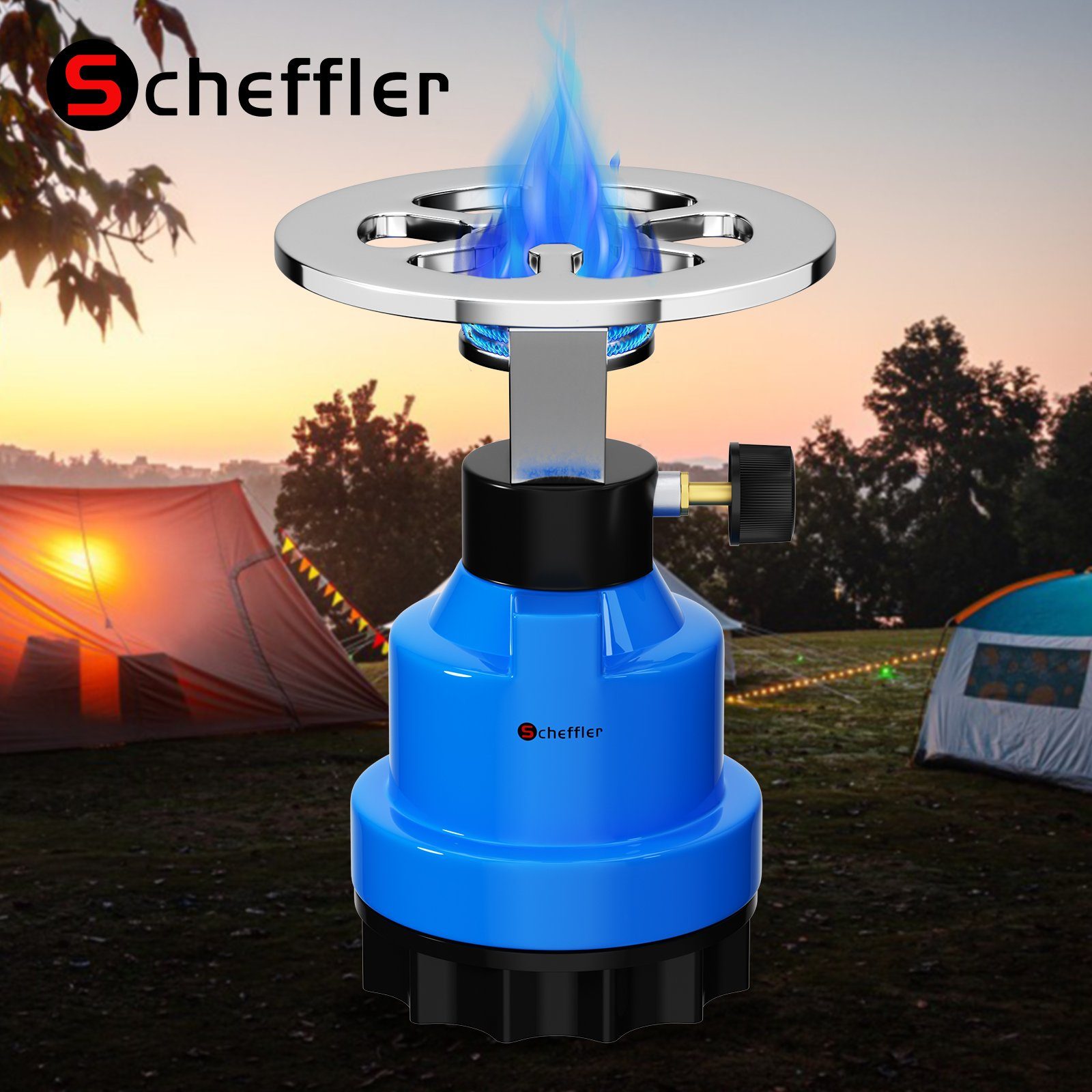 Scheffler Gaskocher 1-flammig, Campingkocher, für Butangasbrenner oder Picknic Camping, Wanderungen Kartuschenkocher