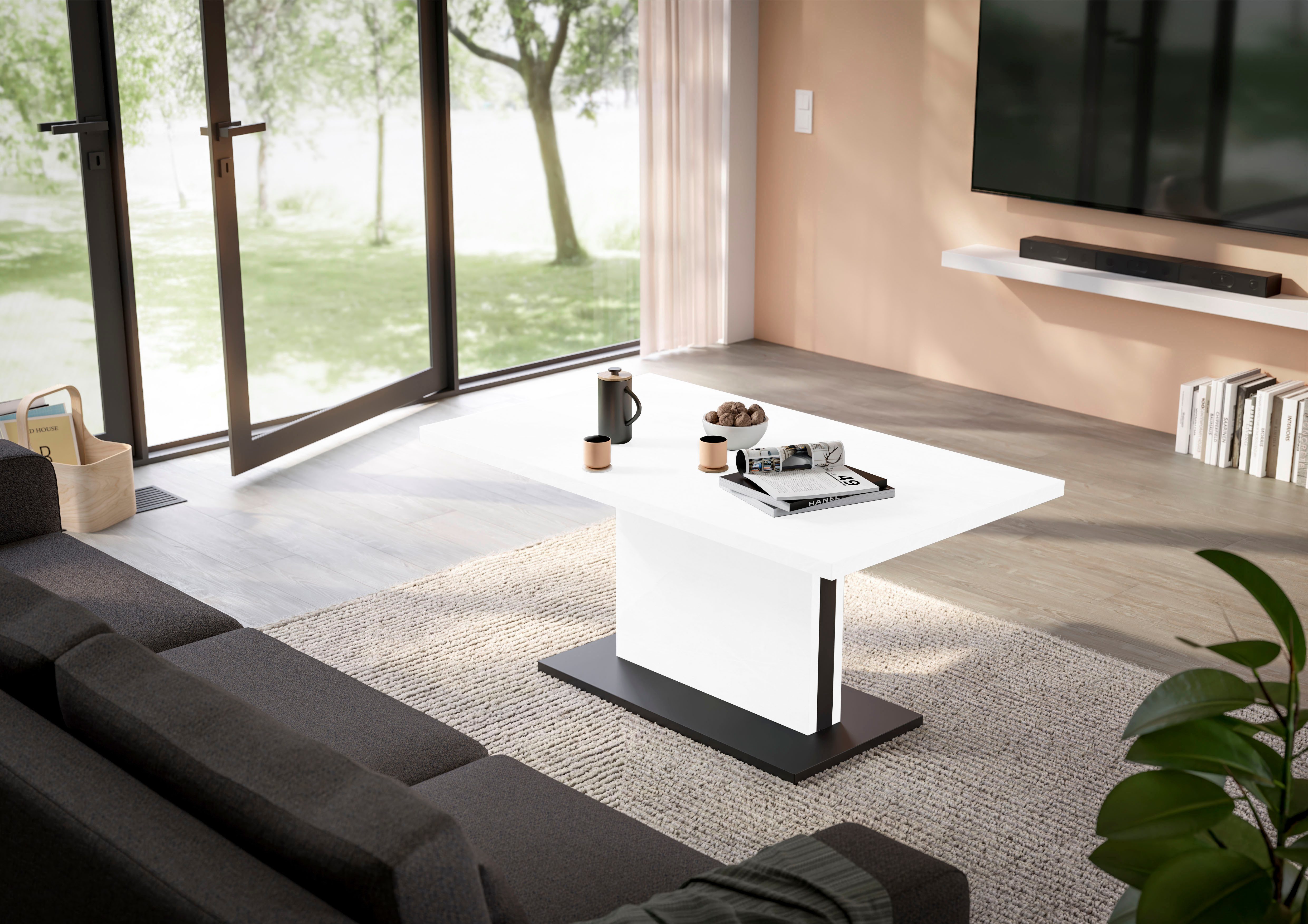 Mäusbacher Couchtisch Lift Couchtisch, höhenverstellbar von 49-68 cm, Breite 120 cm, Metallgestell