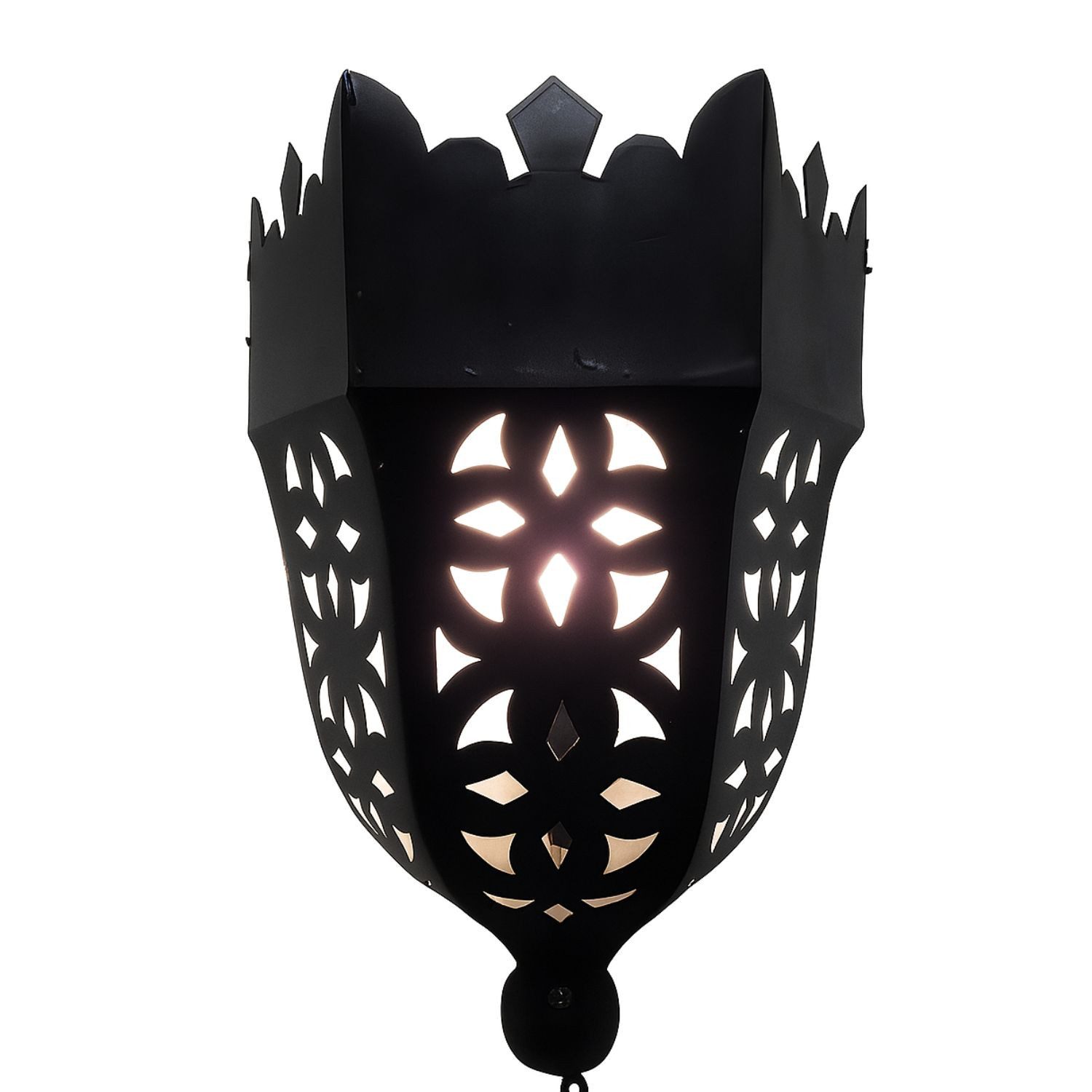 Marrakesch Orient & Mediterran Interior Wandleuchte Mediterrane Wandleuchte Tuba handgefertigt aus Metall in Schwarz 30 cm, Handarbeit