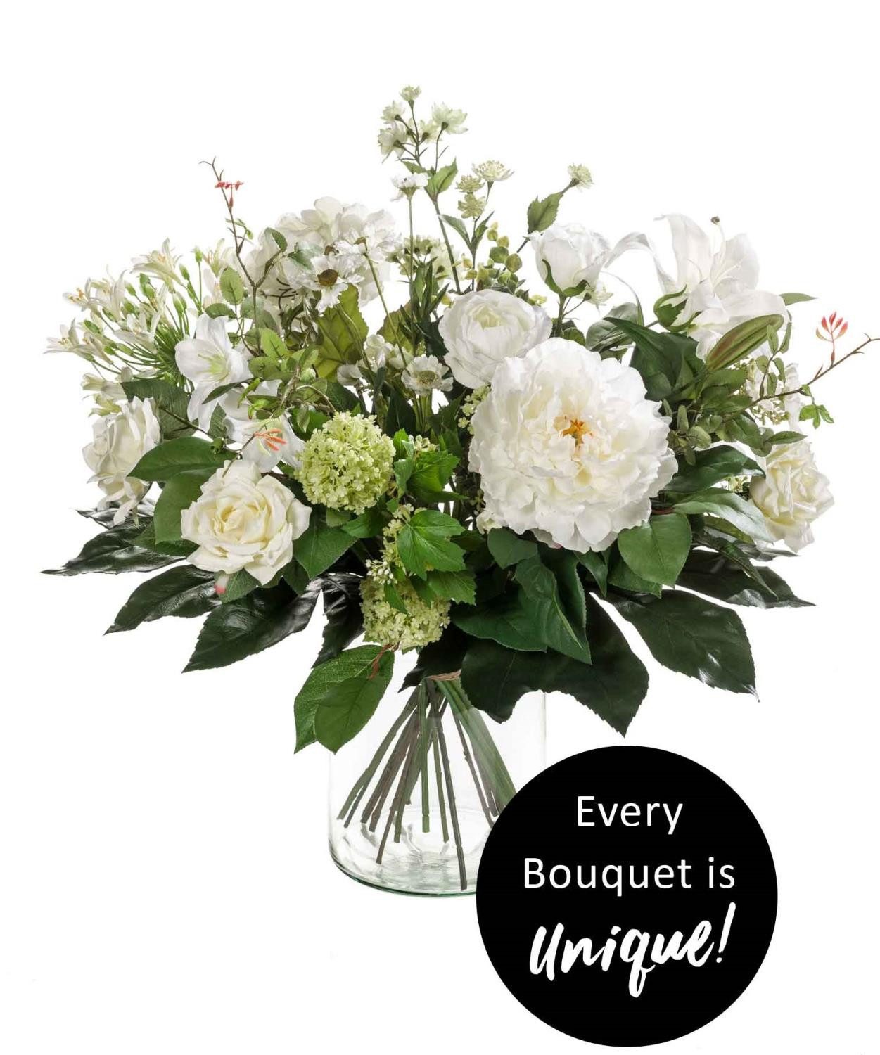 Kunstblumenstrauß Weiß, Durchmesser 55 cm, Emerald, Höhe 60 cm günstig online kaufen