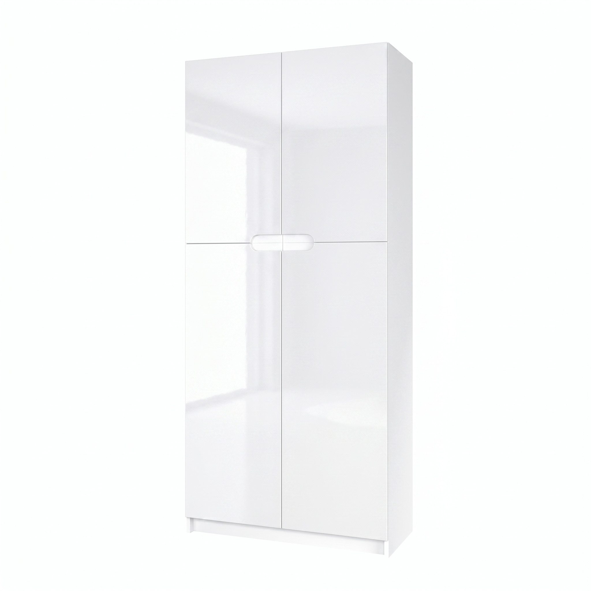 Vladon Aktenschrank Logan (Aktenschrank, mit 5 Fächern und 4 Türen) Weiß matt/Weiß Hochglanz (82 x 184 x 37 cm)