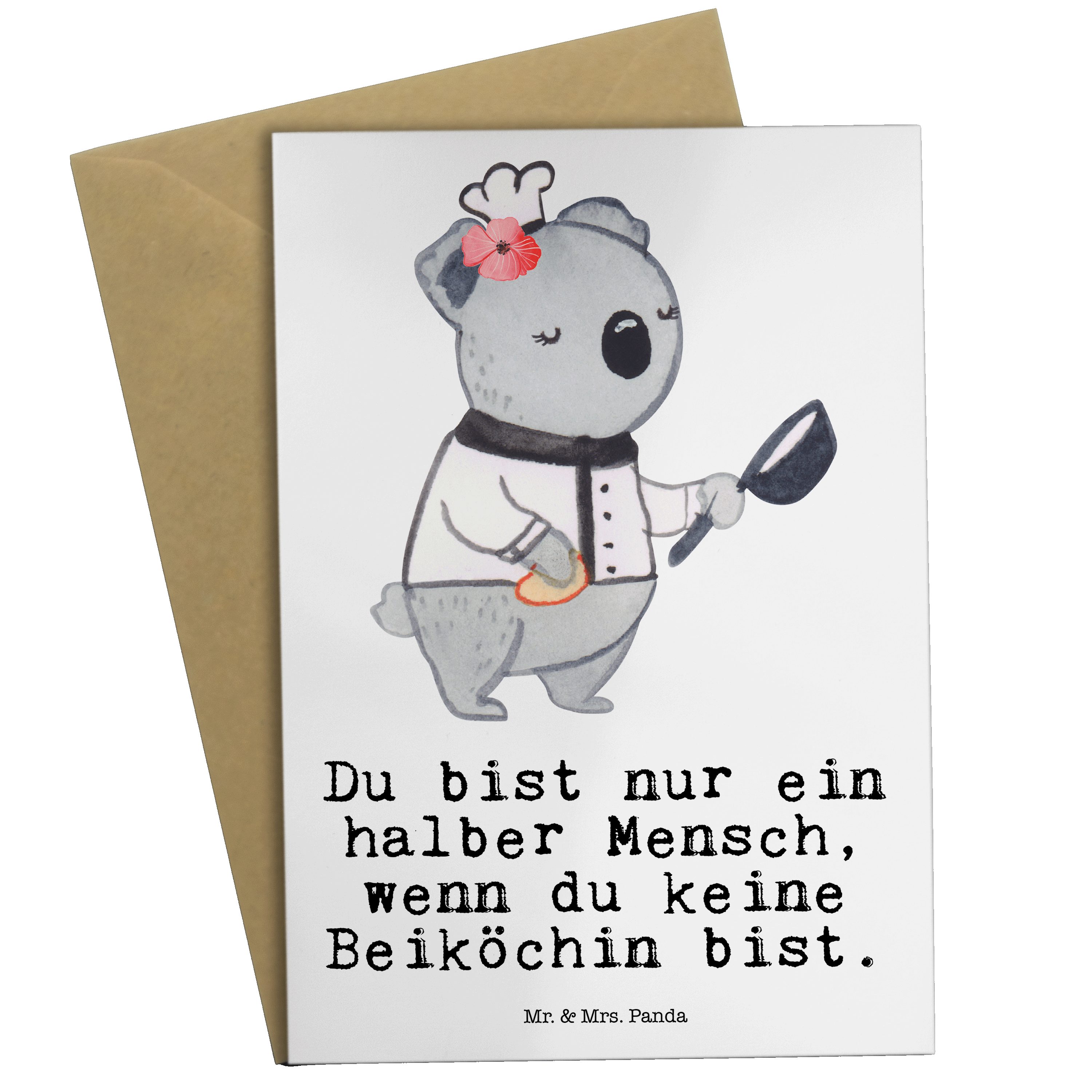 Beiköchin - Herz - Mr. mit Weiß Frühs Jungkoch, Mrs. & Panda Hochzeitskarte, Geschenk, Grußkarte