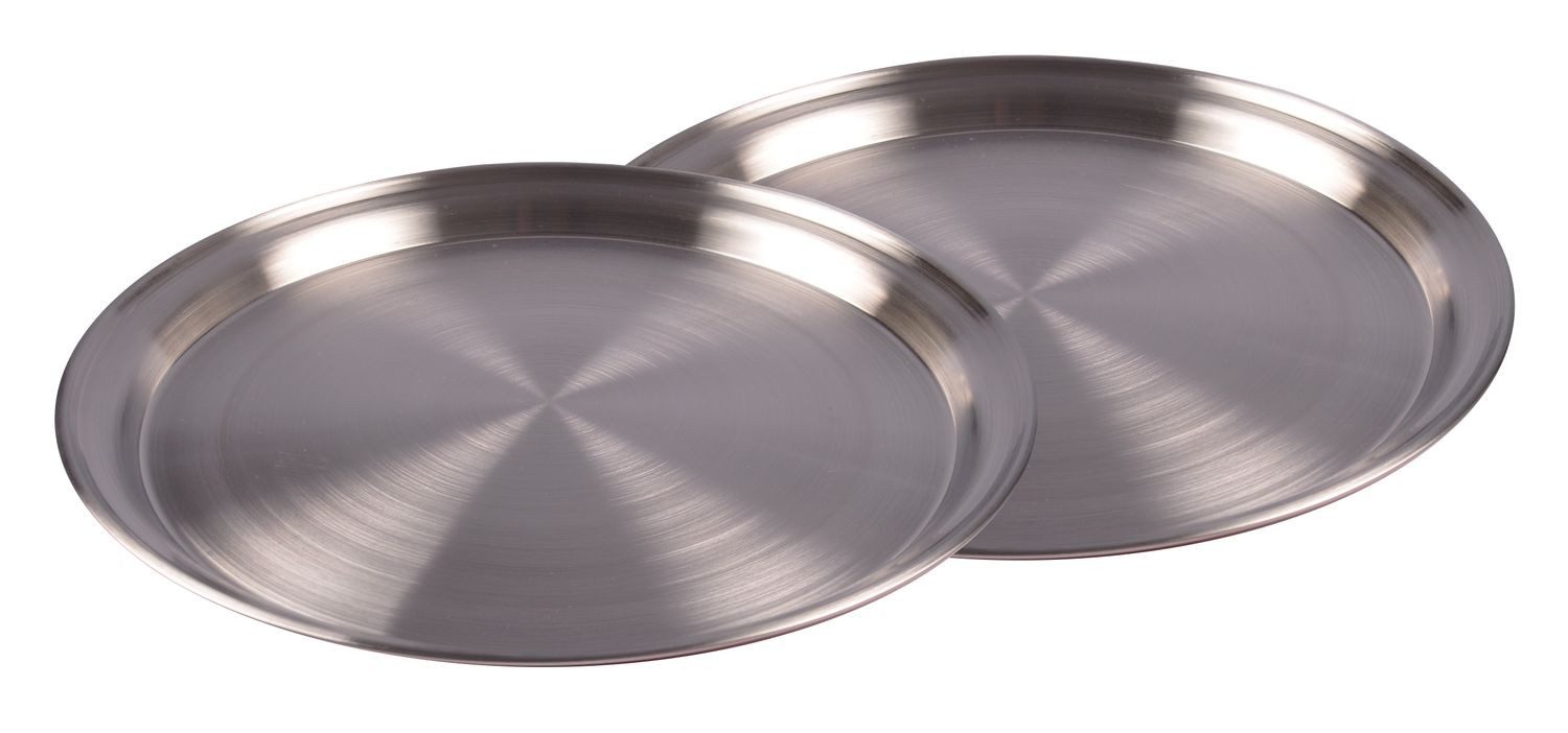 BURI Servierplatte 2er-Set Edelstahl Tablett 35cm Serviertablett Frühstückstablett Kerzen, Edelstahl