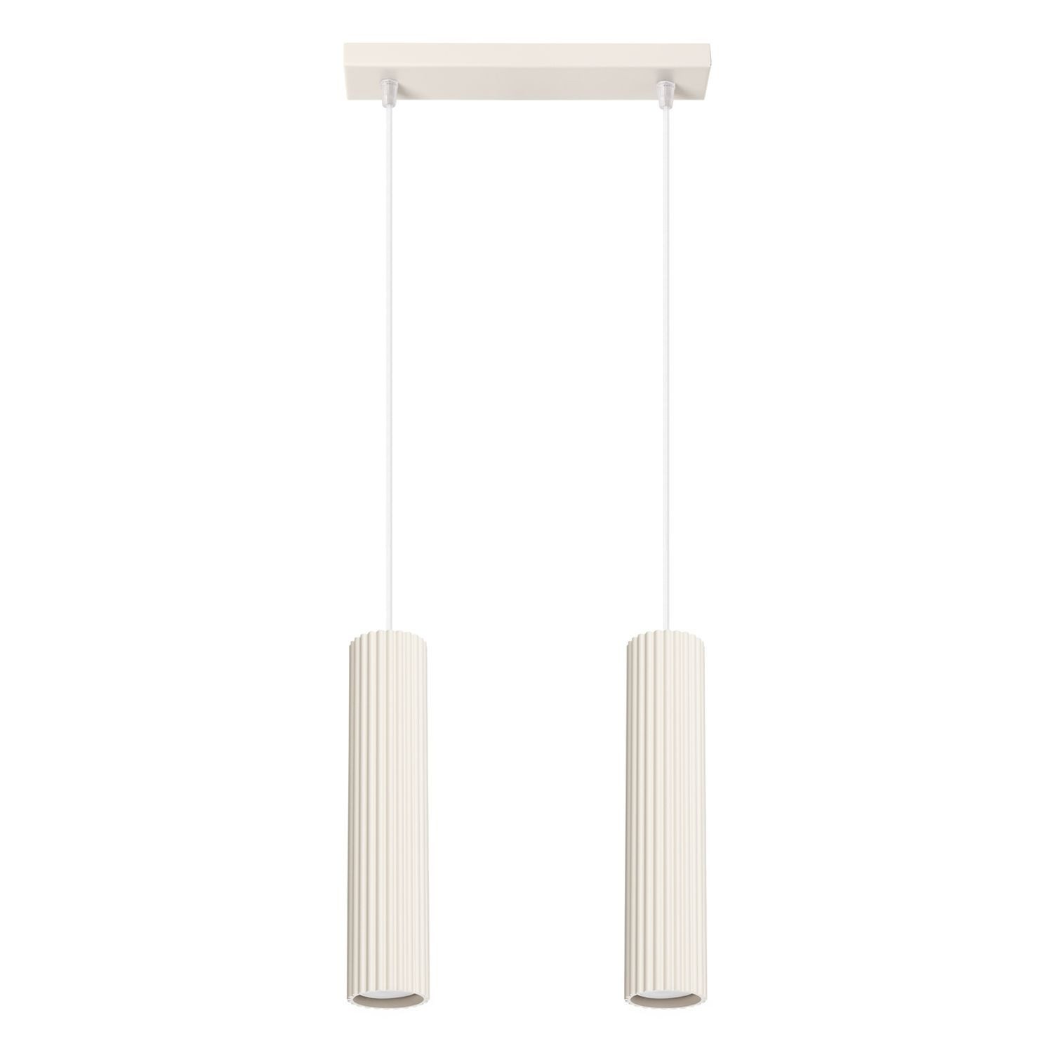 Licht-Erlebnisse Pendelleuchte BERTA, ohne Leuchtmittel, Aluminium H: max. 90 cm Creme GU10 2-flammig länglich Modern
