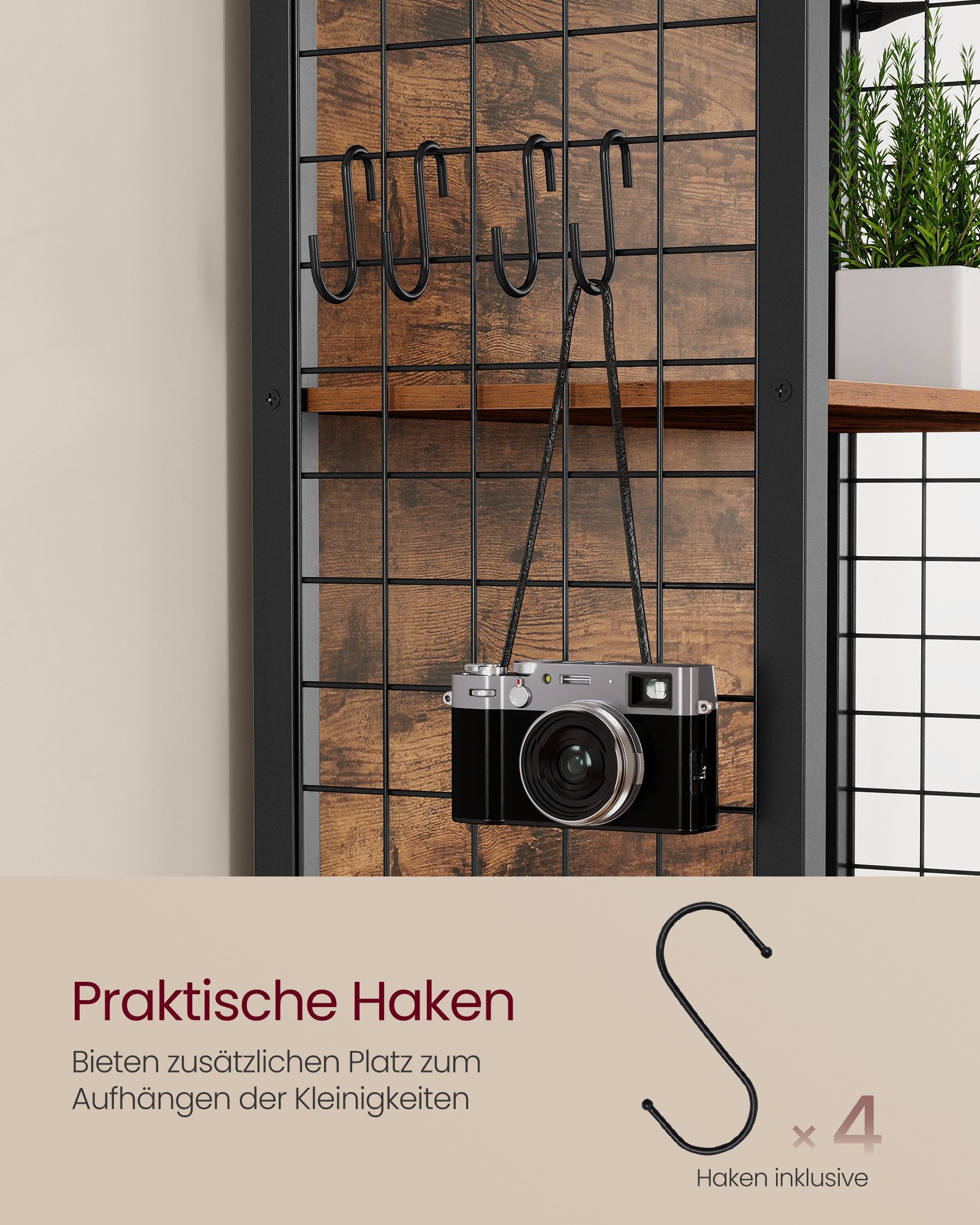 VASAGLE Bücherregal Standregal, für Büro, Wohnzimmer, Arbeitszimmer, vintagebraun-tintenschwarz