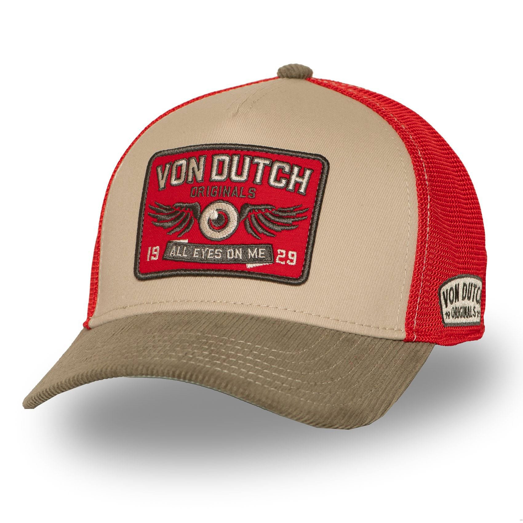 Von Dutch Trucker Cap Von Dutch Originals Semi-Curved Trucker Cap - EYE Khaki (Basecap, Meshcap, Trucker Kappe)