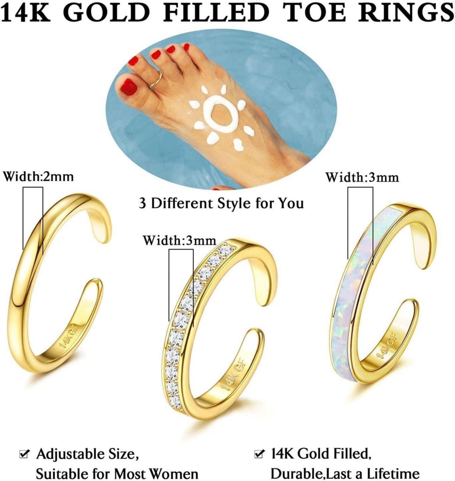 Diamday Piercing-Set Zehenringe 3er Set 14K günstig online kaufen