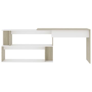 furnicato Schreibtisch Eckschreibtisch Weiß Sonoma-Eiche 200x50x76 cm Holzwerkstoff
