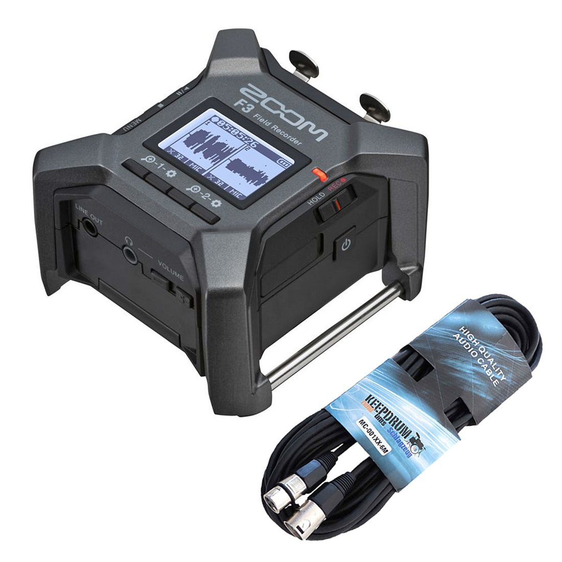 Zoom F3 Multitrack Field Recorder mit XLR-Kabel Digitales Aufnahmegerät