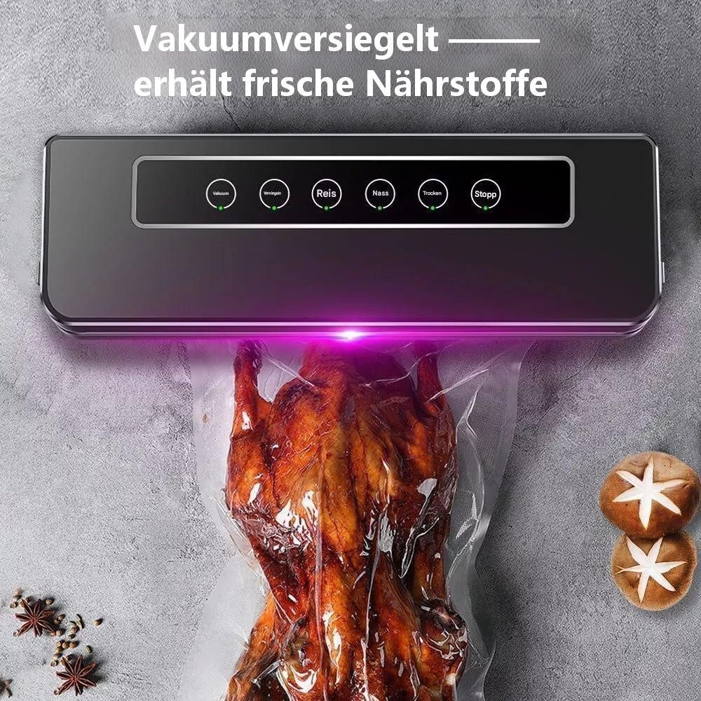 SinLaw Vakuumierer Vakuumierer + 10 Frischhaltebeutel, 65 kPa Saugkraft, Schwarz
