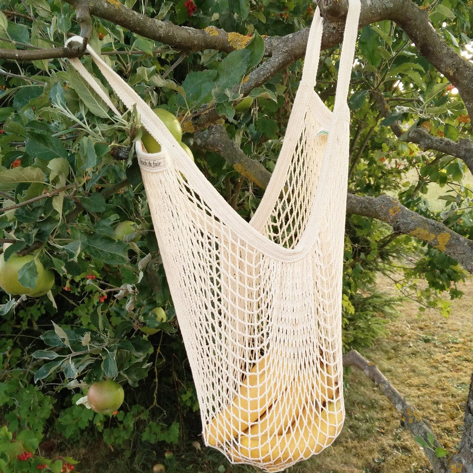 fesch & fair Tragetasche Bio Baumwolle Einkaufsnetz mit kurzem Griff