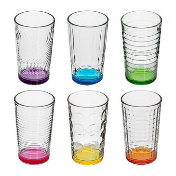 astor24 Gläser-Set 6 x bunte Trinkkgläser Kindergläser Wassergläser, Glas, hochwertig bunte Gläser in PREMIUM Qualität -