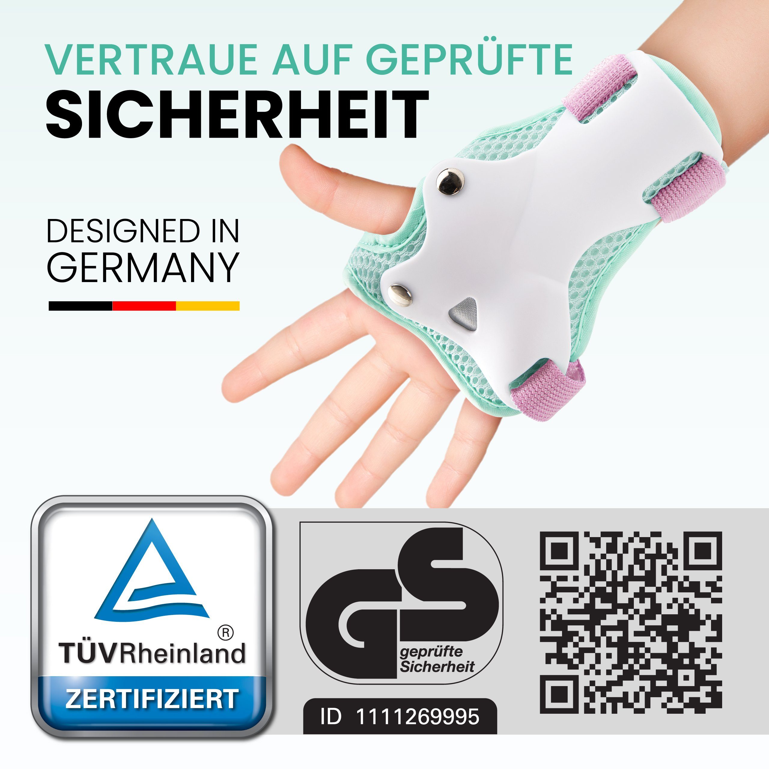 99FLIPS Protektoren-Set Inliner Schoner Kinder Protektoren Schützer Set mit Knieschoner (Skateboard Schutzausrüstung Geschenke für Kinder, 6-tlg., Knieschützer  – Bild 2 von 5