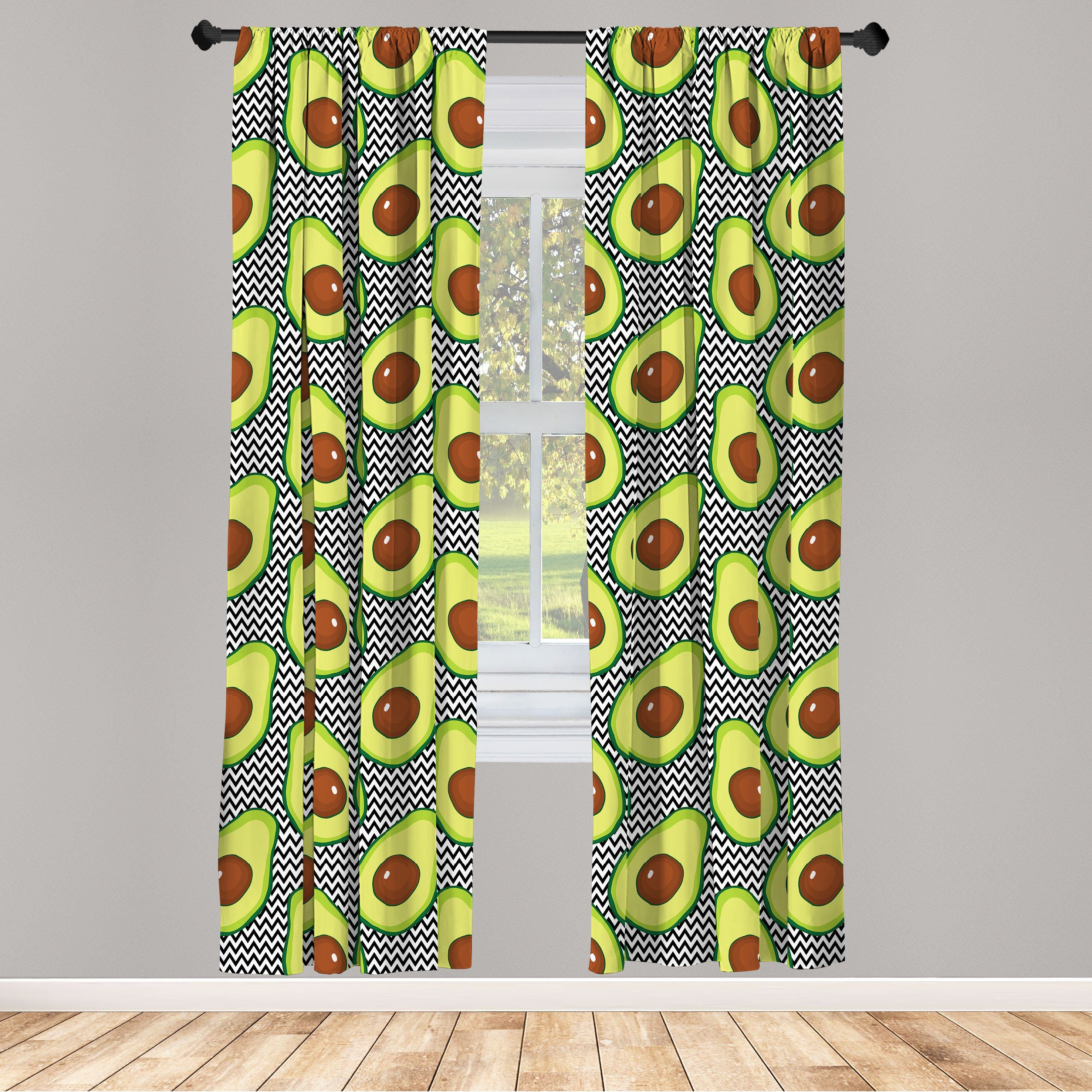 Gardine Vorhang für vegane Microfaser, Avocado Schlafzimmer Abakuhaus, Dekor, Lebensmittel Köstliche Wohnzimmer