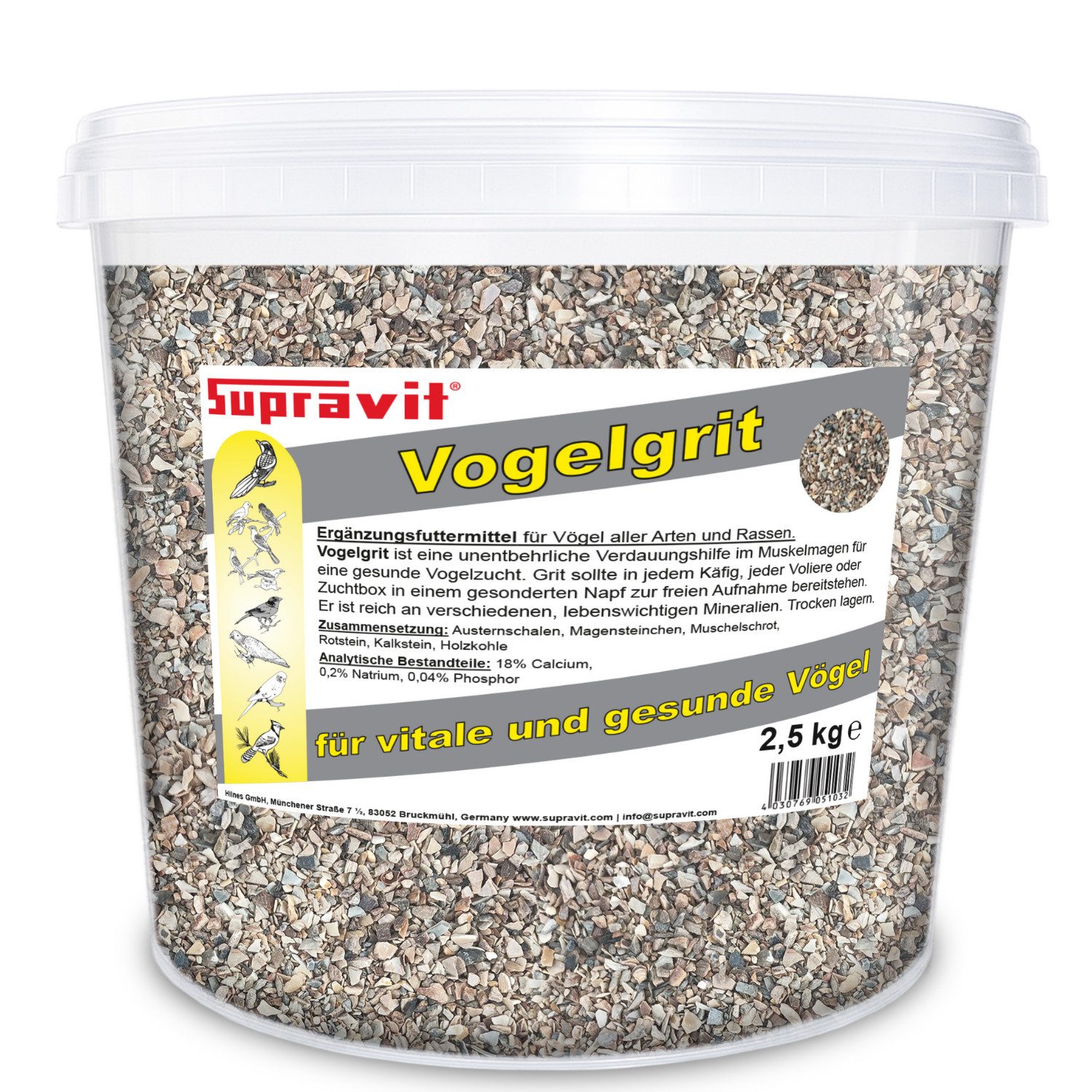 Supravit Vogelgrit - Mineralgrit für Vögel & Geflügel mit Calcium, Ergänzungsfutter für: Ziervogel