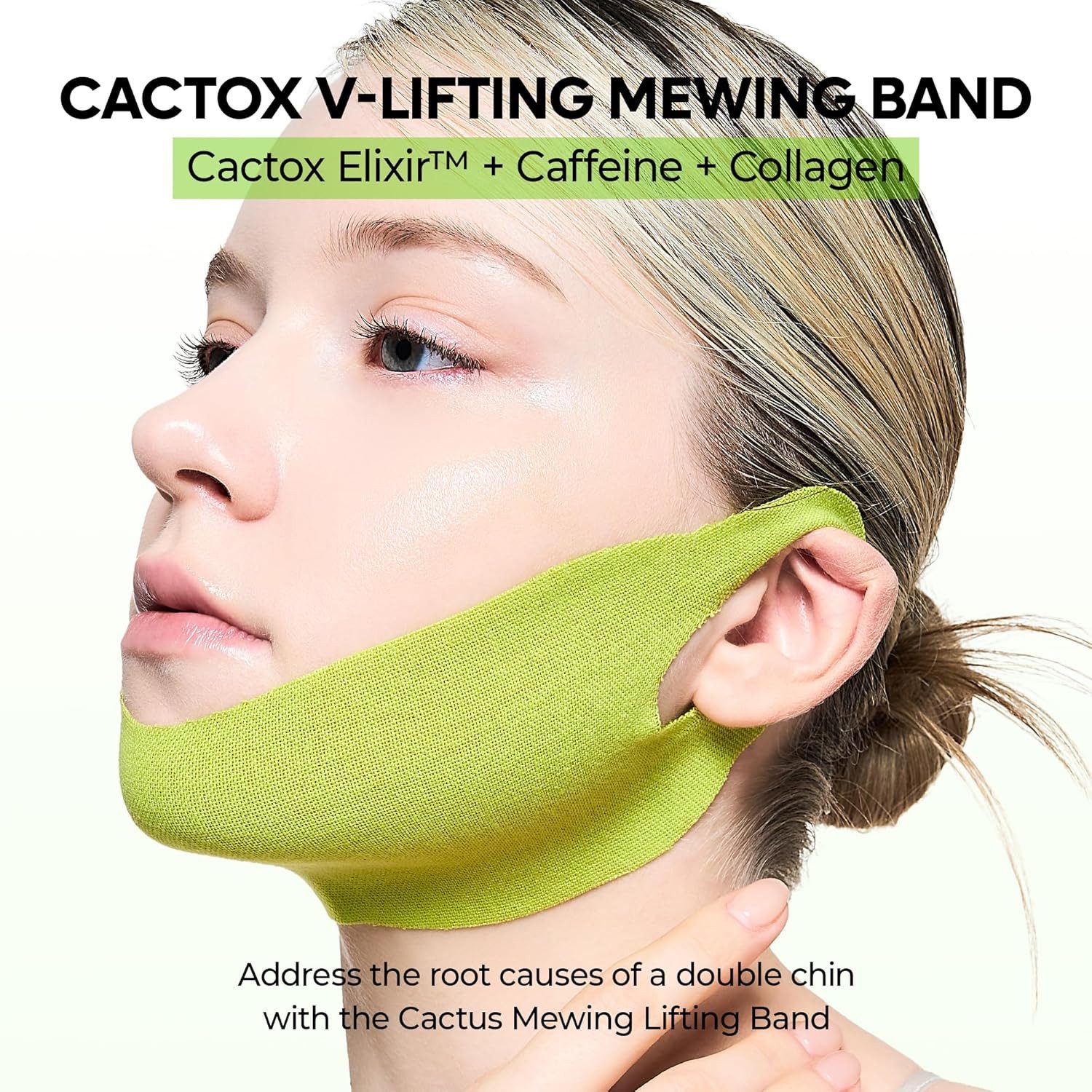 Dr.Melaxin Gesichtsmaske Cactox V-Lifting Mewing Band – Korean K-Beauty Beauty-Tool (Lifting-Band) mit Lifting-Spezialgewebe, V-Form, Ohrenschlaufen – Tragbares, V-Lifting-Band mit hochelastischem Spezialgewebe für eine sichtbar