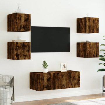 vidaXL TV-Schrank 6-tlg. Wohnwand mit LED-Beleuchtung Räuchereiche Holzwerkstoff (1-St)