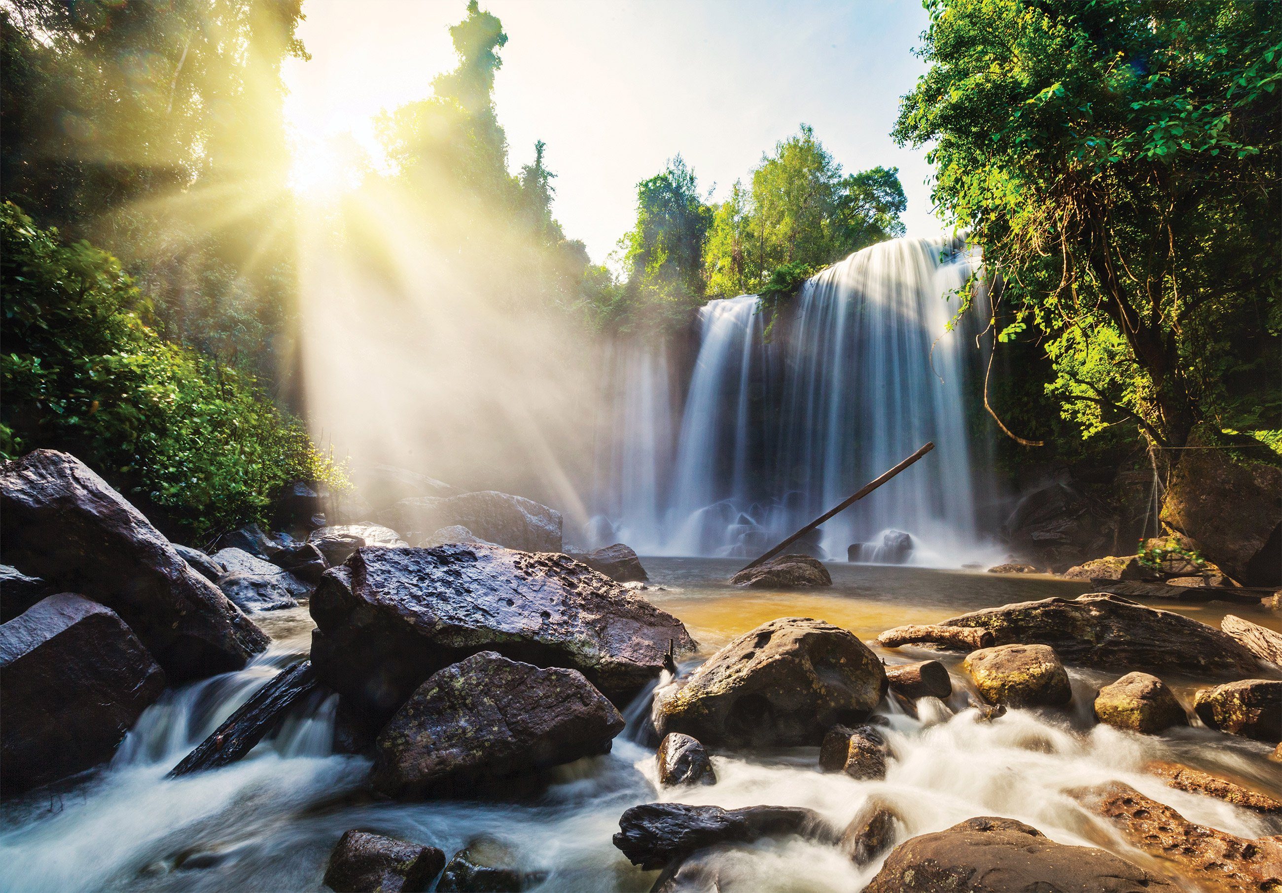 Wasserfall Wohnzimmer Schlafzimmer Kleister Fototapete Vliestapete Landschaft Natur, Wandtapete, Vlies Glatt, inklusive Tapete Wallarena