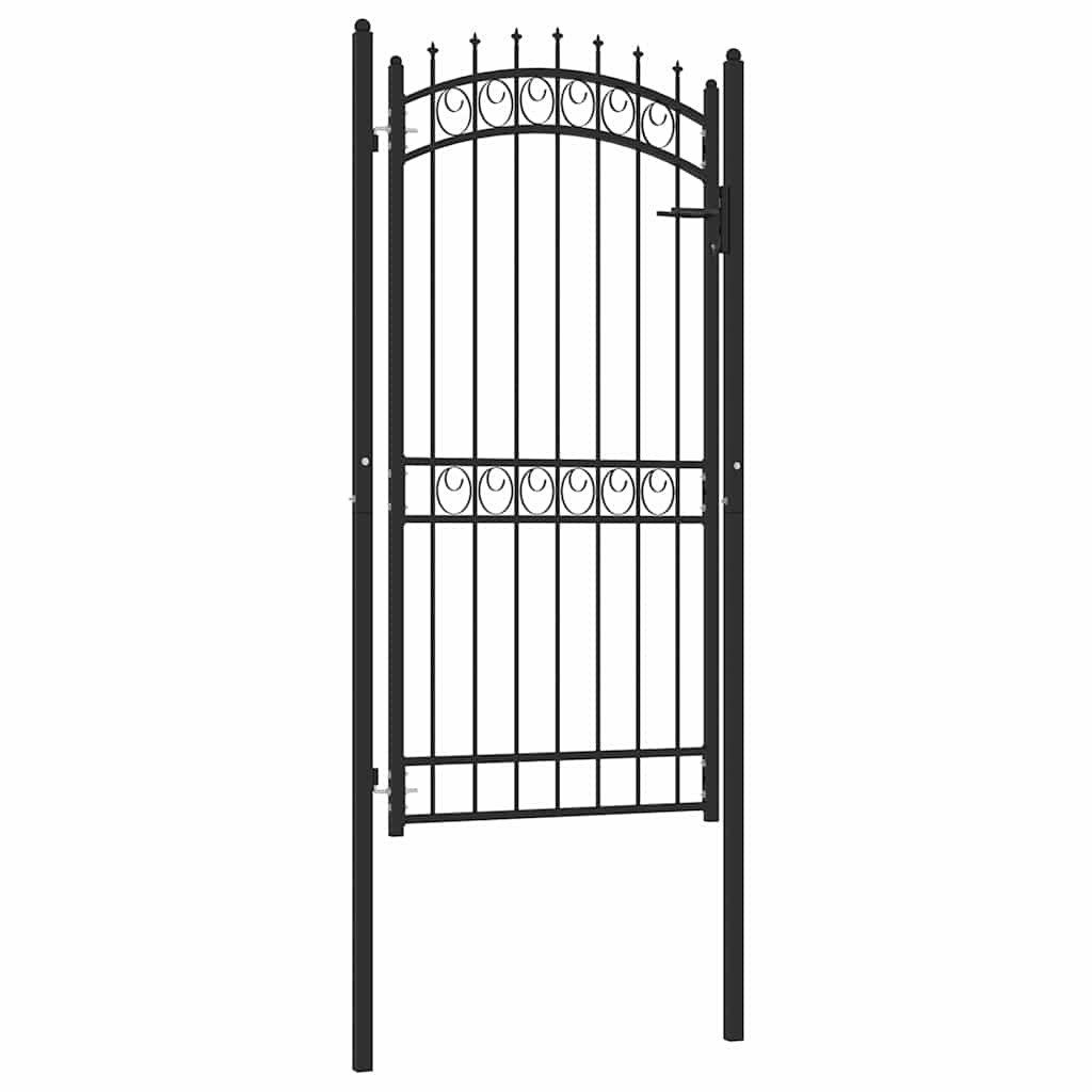 vidaXL Gartentor Zauntor mit Spitzen Stahl 100x200 cm Schwarz