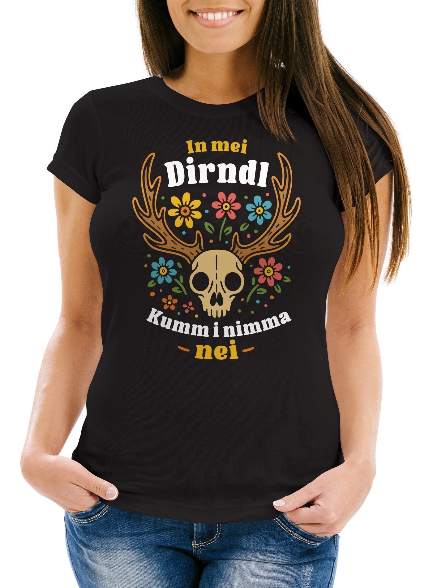 MoonWorks Print-Shirt Damen T-Shirt für das Oktoberfest In mei Dirndl kumm i nimma nei mit Print