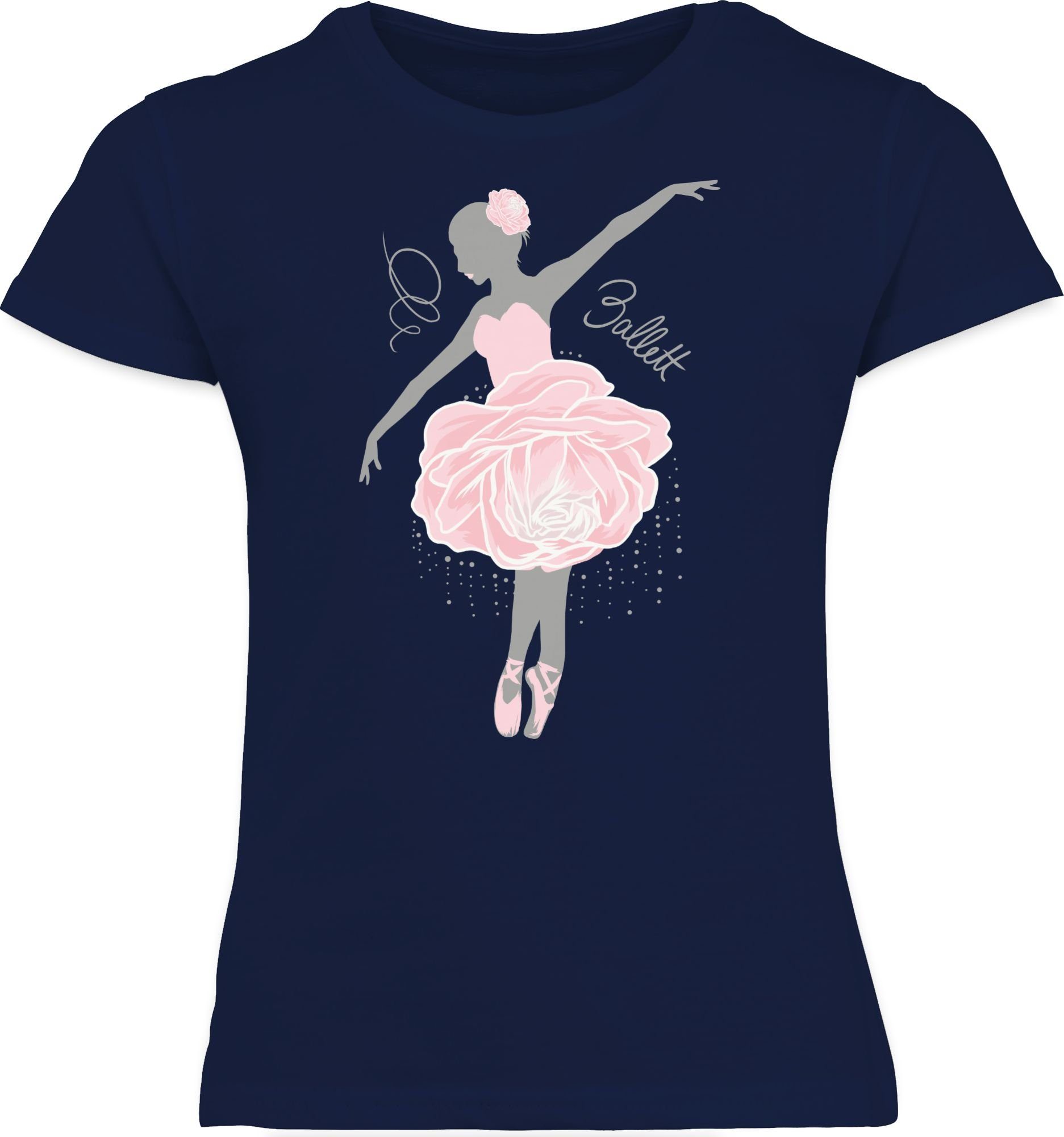 Dunkelblau Kinder Shirtracer Kleidung Ballerina Sport 1 - grau/rosa T-Shirt