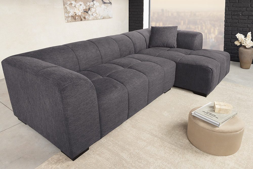 riess-ambiente Ecksofa CITY 240cm grau Strukturstoff - inkl. Kissen, Rundum günstig online kaufen