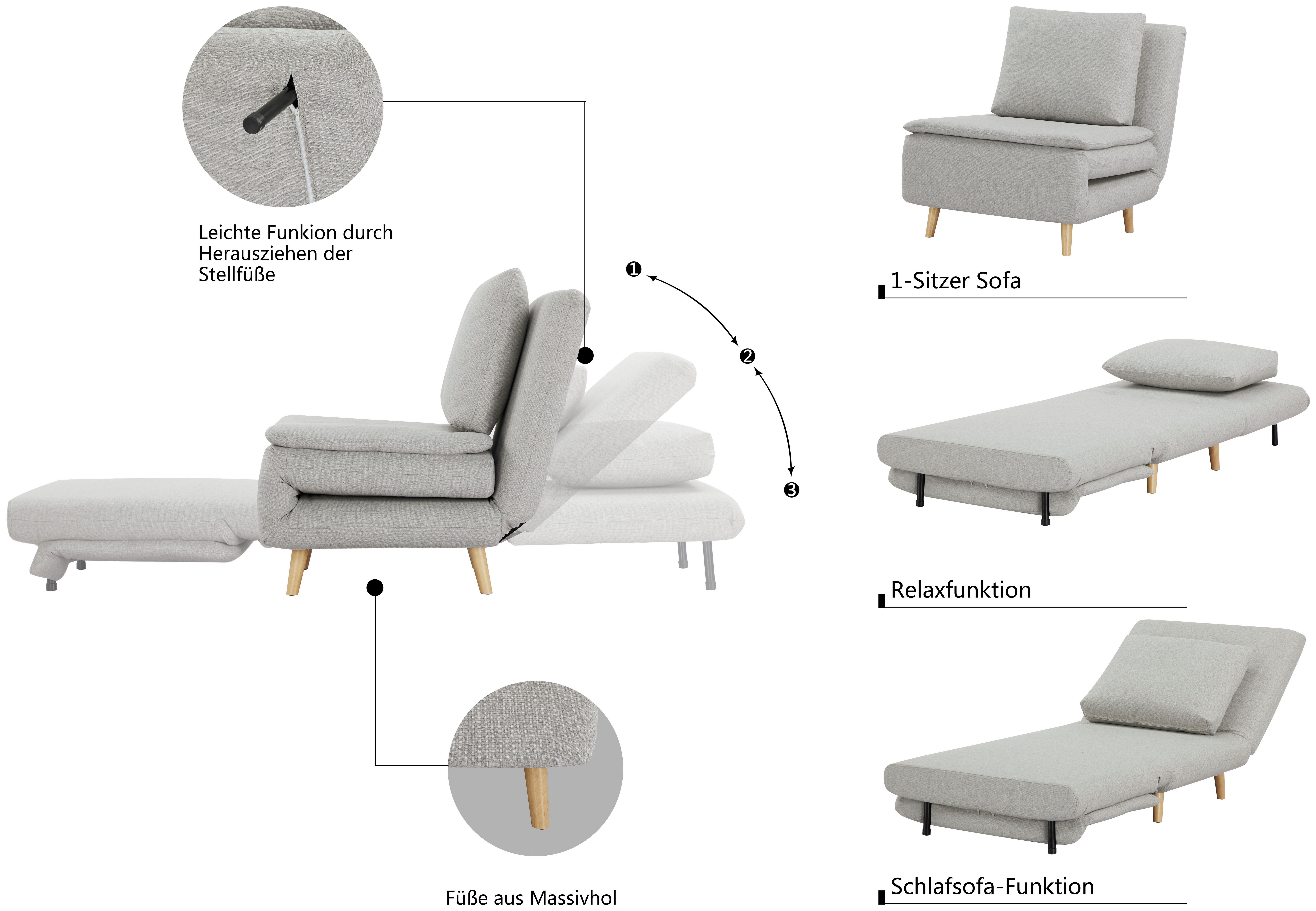 OTTO home Sessel AINSLEY - OTTO. Verlässliche Qualität., wandelbar zum Gästebett, Schlafliege, Webstoff u. Cord-Bezug