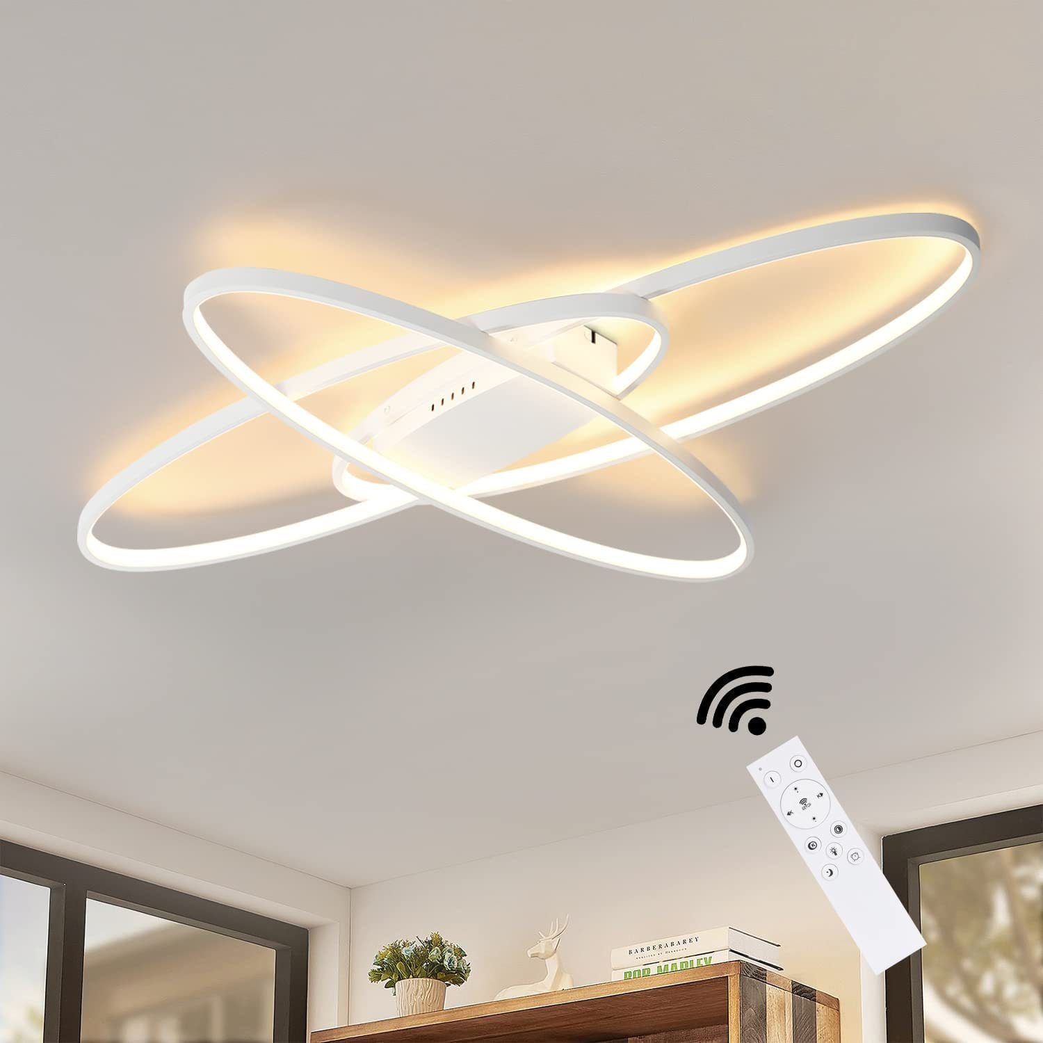 ZMH LED Deckenleuchte LED Dimmbar Deckenleuchte Modern Wohnzimmerlampe, LED fest integriert weiß