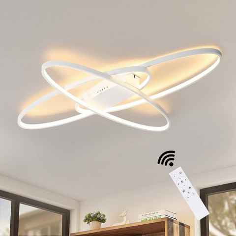 ZMH LED Deckenleuchte Dimmbar Deckenlampe Modern Weiß/Schwarz Wohnzimmerlampe, LED fest integriert, Dimmbar, Mit Fernbedienung, Hochwertig Material, Geometrisches & Kreatives Design