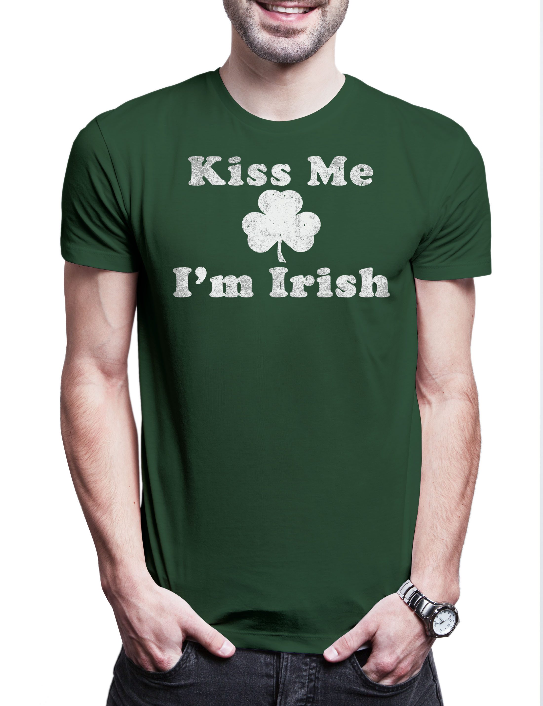 Print-Shirt Kiss Me I Am Irish Herren T-Shirt Cloverleaf Irland Ireland Kleeblatt
