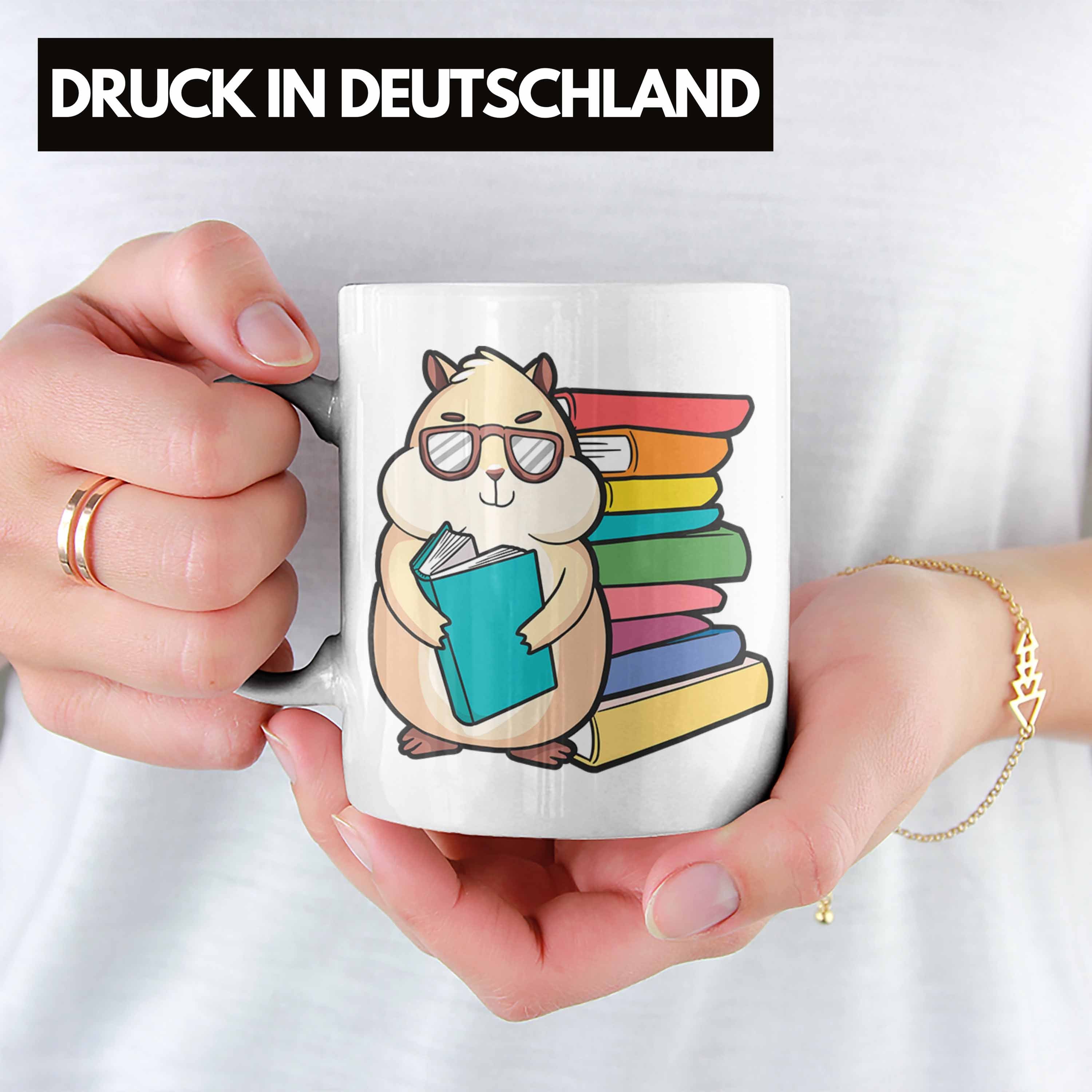 Leseratte Bücher Les Trendation Geschenk Lesen Tasse Hamster Tasse Weiss Grafik Geschenkidee