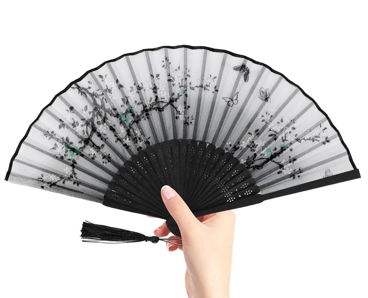 Zaewry Handfächer Quasten-Handfächer, Vintage-Faltfächer