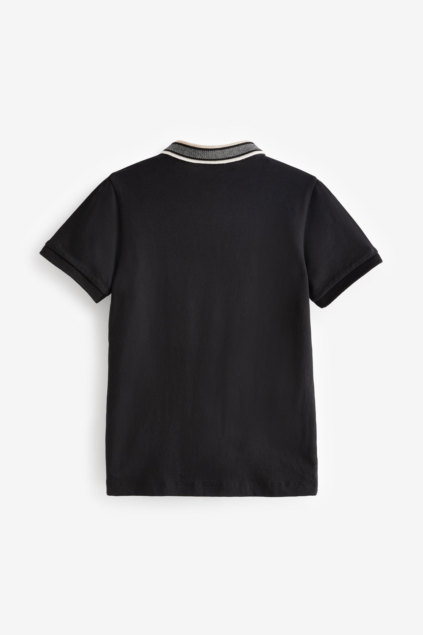 mit Kurzärmeliges Black Next Poloshirt Polohemd (1-tlg) Reißverschluss