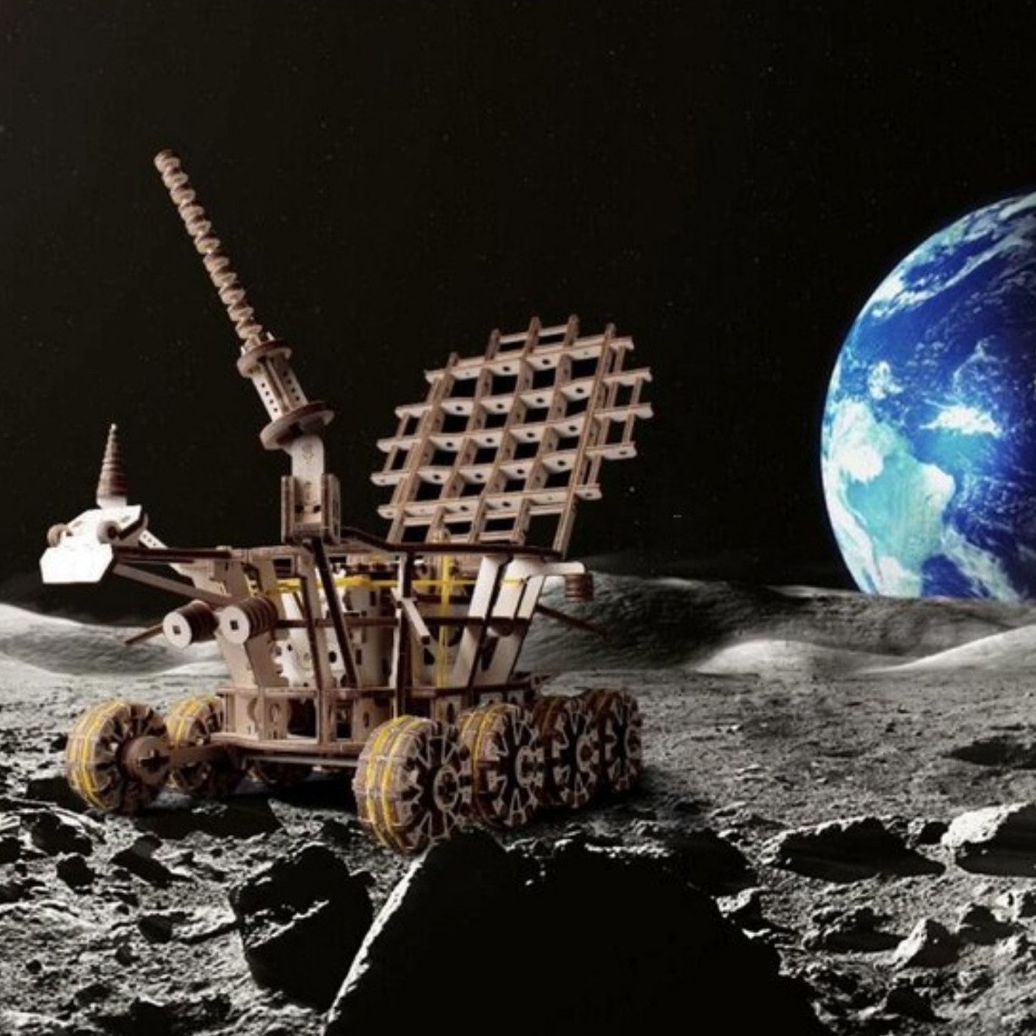 Puzzle Eco-Wood-Art Lunokhod Mondrover Mechanisches Holzpuzzle