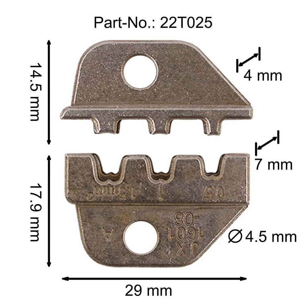 Quadrios Crimpzange Wechseleinsatz Flachsteckverbinder für Crimpzange 22T025