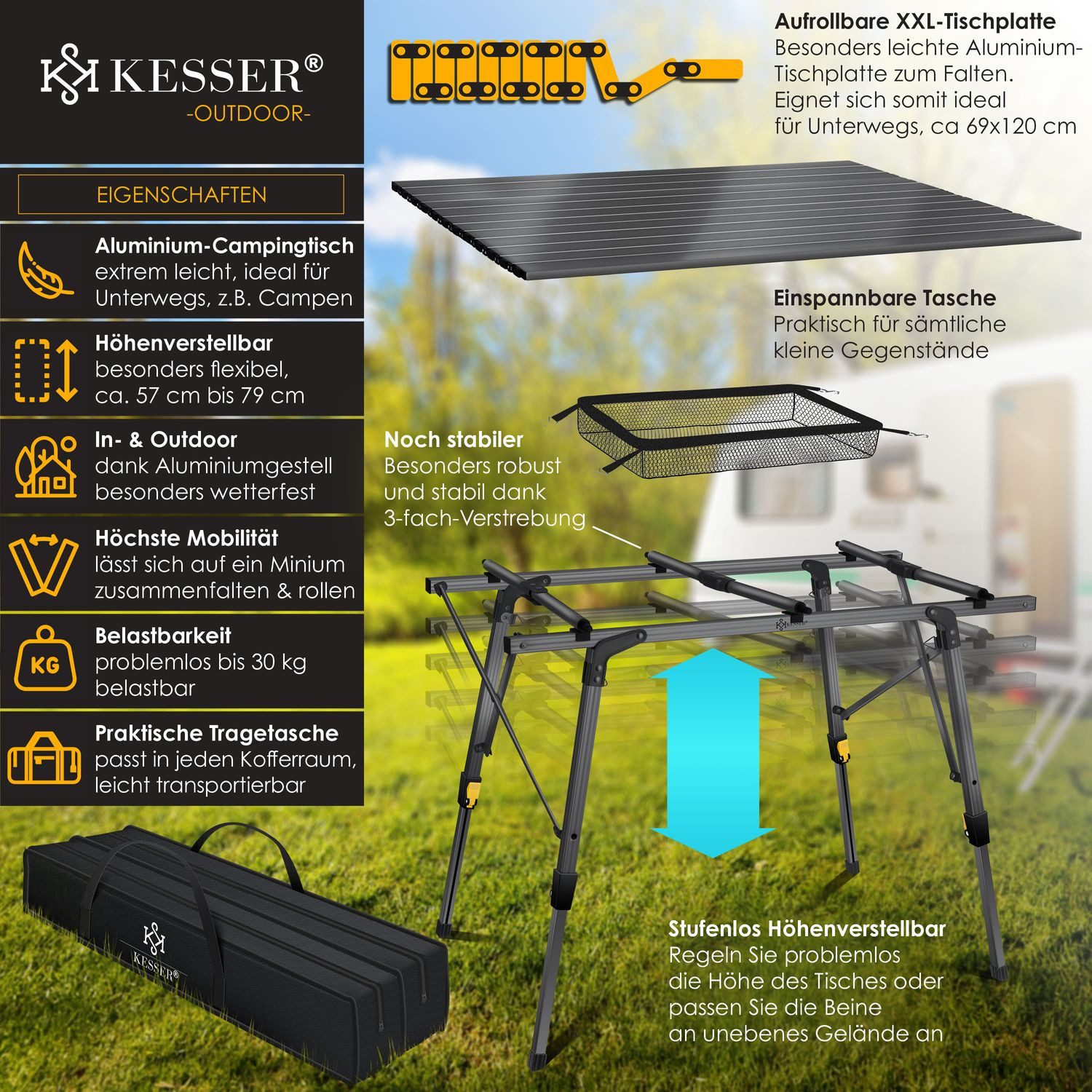 KESSER Campingtisch, Campingtisch faltbar Klapptisch Camping günstig online kaufen